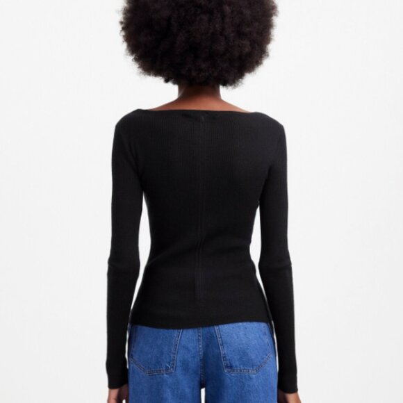 Madewell Merino Wool-Silk Blend Scoopneck Sweater • size small • NWT • NS654 - Picture 4 of 13